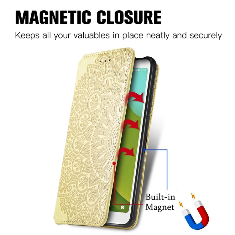 For Wiko Jerry 4 Blooming Mandala Embossed Pattern Magnetic Horizontal Flip Leather Case with Holder & Card Slots & Wallet