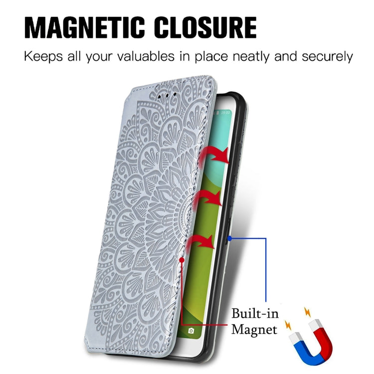 For Wiko Jerry 4 Blooming Mandala Embossed Pattern Magnetic Horizontal Flip Leather Case with Holder & Card Slots & Wallet