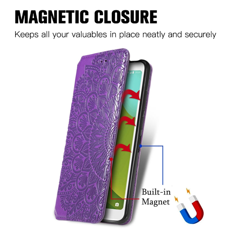 For Wiko Jerry 4 Blooming Mandala Embossed Pattern Magnetic Horizontal Flip Leather Case with Holder & Card Slots & Wallet