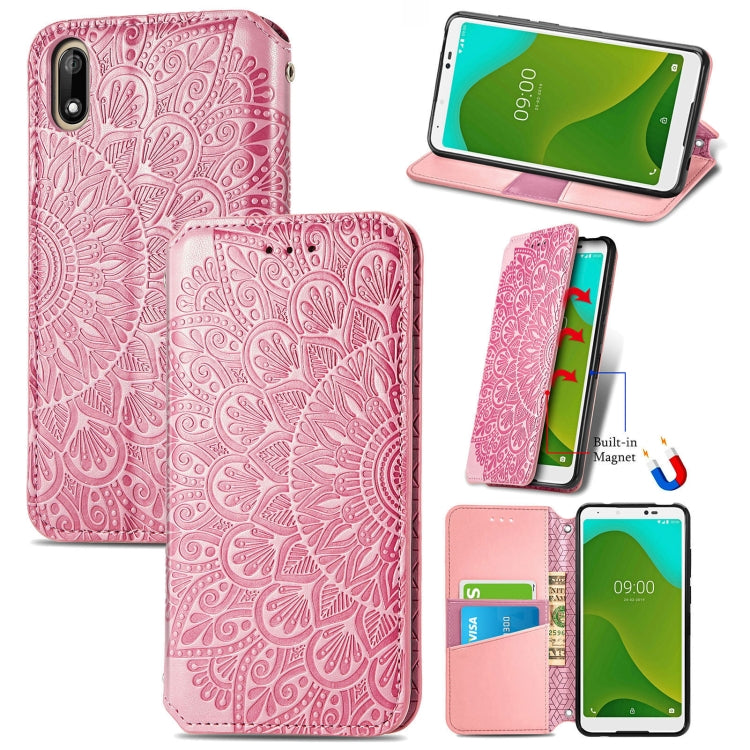 For Wiko Jerry 4 Blooming Mandala Embossed Pattern Magnetic Horizontal Flip Leather Case with Holder & Card Slots & Wallet