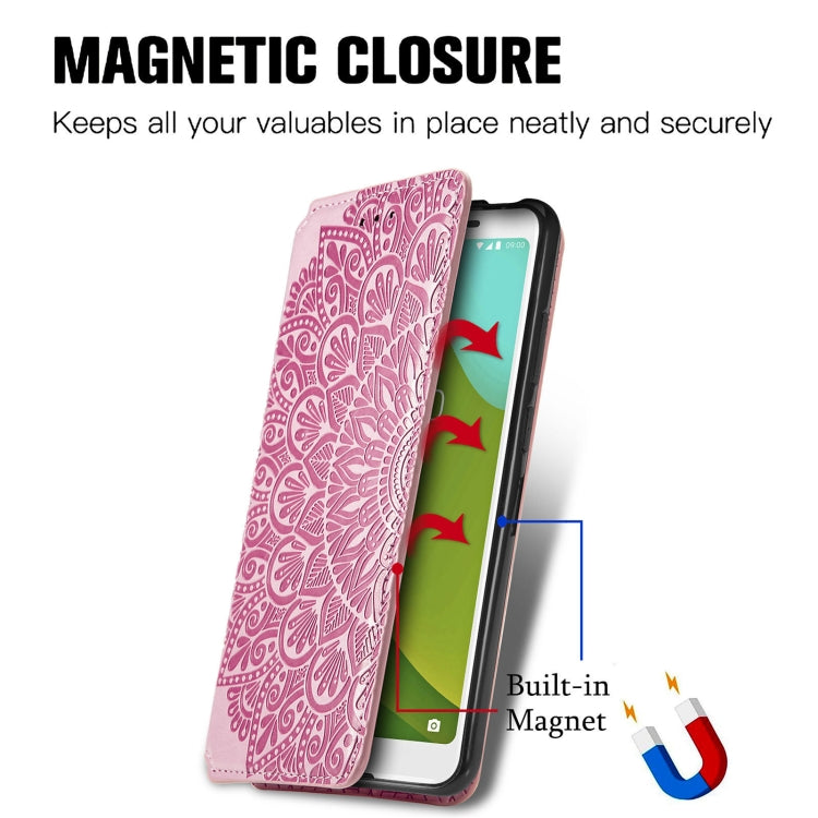 For Wiko Jerry 4 Blooming Mandala Embossed Pattern Magnetic Horizontal Flip Leather Case with Holder & Card Slots & Wallet