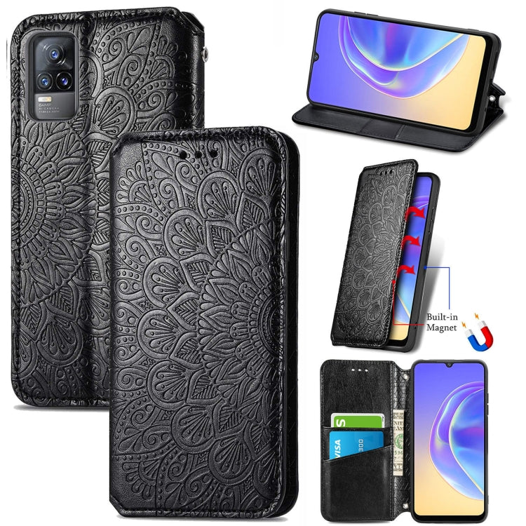 For vivo V21e 4G Blooming Mandala Embossed Pattern Magnetic Horizontal Flip Leather Case with Holder & Card Slots & Wallet