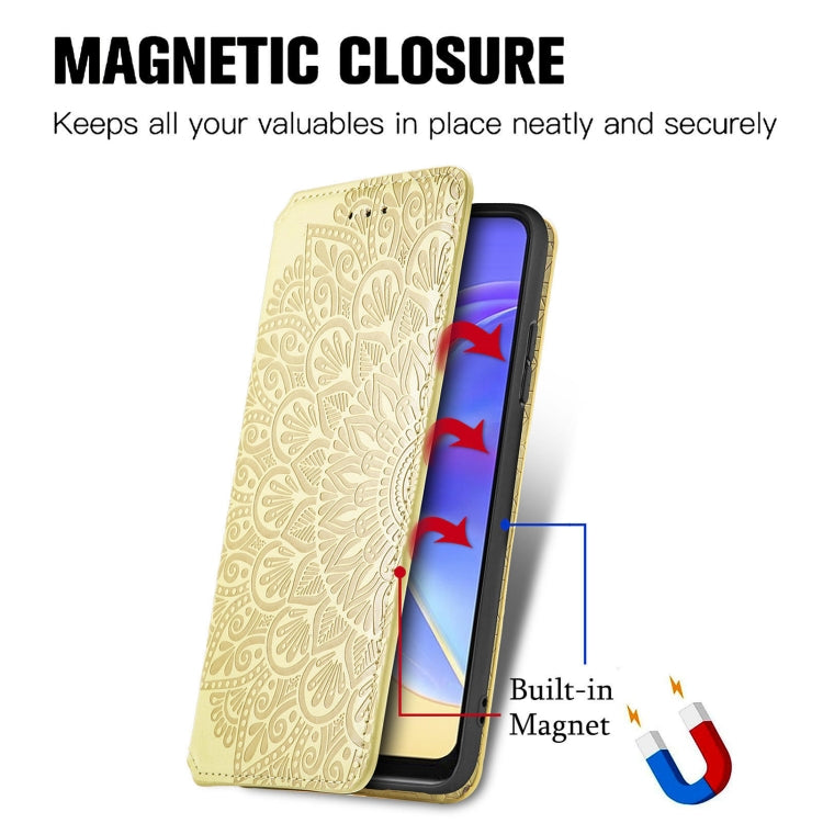 For vivo V21e 4G Blooming Mandala Embossed Pattern Magnetic Horizontal Flip Leather Case with Holder & Card Slots & Wallet