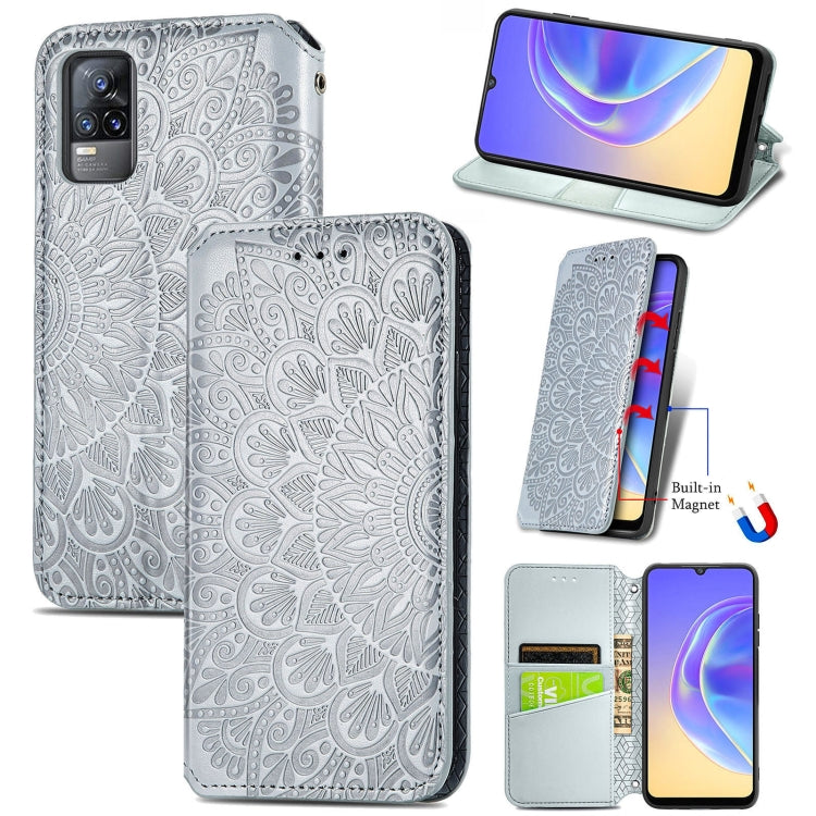 For vivo V21e 4G Blooming Mandala Embossed Pattern Magnetic Horizontal Flip Leather Case with Holder & Card Slots & Wallet