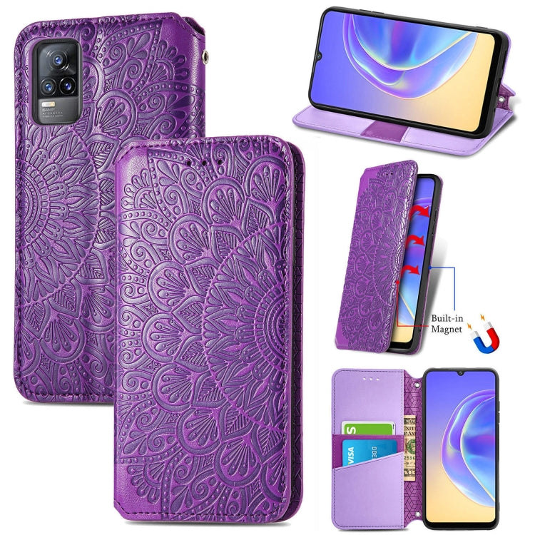 For vivo V21e 4G Blooming Mandala Embossed Pattern Magnetic Horizontal Flip Leather Case with Holder & Card Slots & Wallet