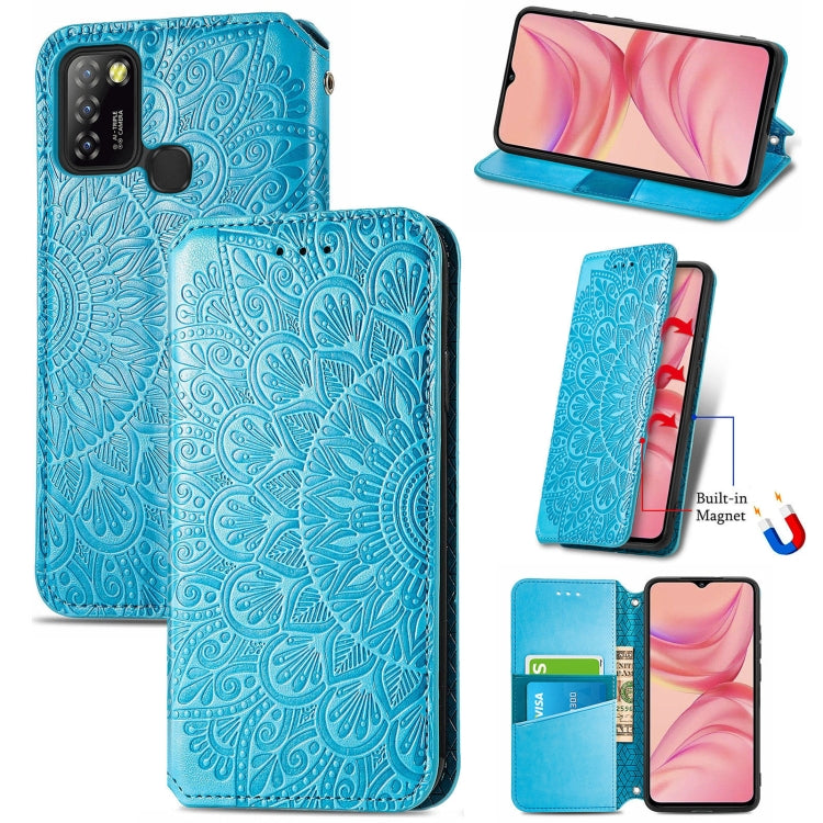 For Infinix Hot 10 Lite Blooming Mandala Embossed Pattern Magnetic Horizontal Flip Leather Case with Holder & Card Slots & Wallet