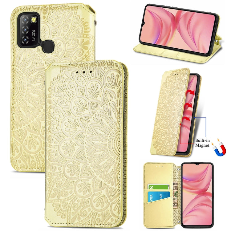 For Infinix Hot 10 Lite Blooming Mandala Embossed Pattern Magnetic Horizontal Flip Leather Case with Holder & Card Slots & Wallet