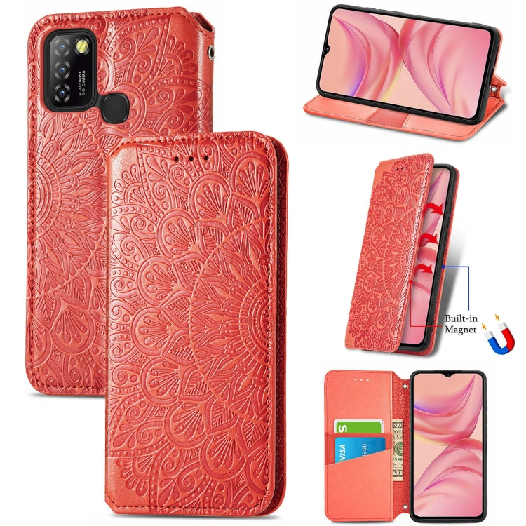 For Infinix Hot 10 Lite Blooming Mandala Embossed Pattern Magnetic Horizontal Flip Leather Case with Holder & Card Slots & Wallet