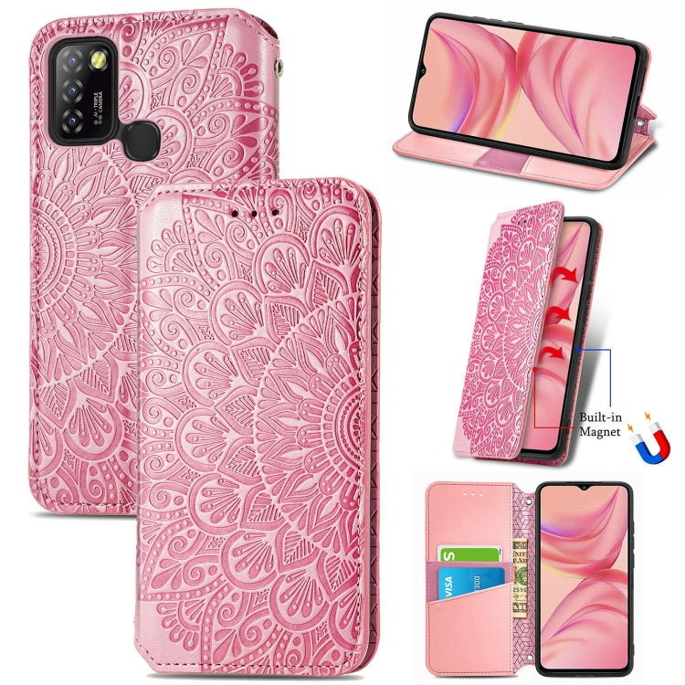 For Infinix Hot 10 Lite Blooming Mandala Embossed Pattern Magnetic Horizontal Flip Leather Case with Holder & Card Slots & Wallet