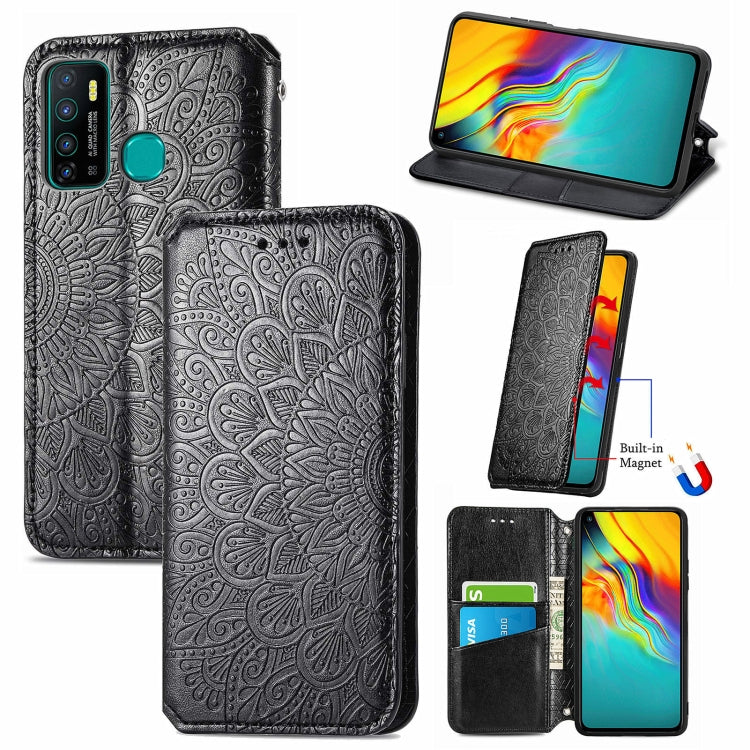 For Infinix Hot 9 Blooming Mandala Embossed Pattern Magnetic Horizontal Flip Leather Case with Holder & Card Slots & Wallet