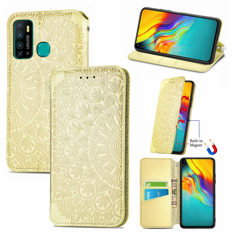 For Infinix Hot 9 Blooming Mandala Embossed Pattern Magnetic Horizontal Flip Leather Case with Holder & Card Slots & Wallet