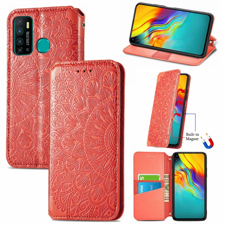 For Infinix Hot 9 Blooming Mandala Embossed Pattern Magnetic Horizontal Flip Leather Case with Holder & Card Slots & Wallet