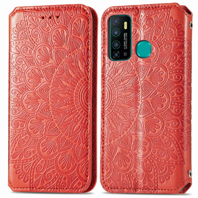 For Infinix Hot 9 Blooming Mandala Embossed Pattern Magnetic Horizontal Flip Leather Case with Holder & Card Slots & Wallet