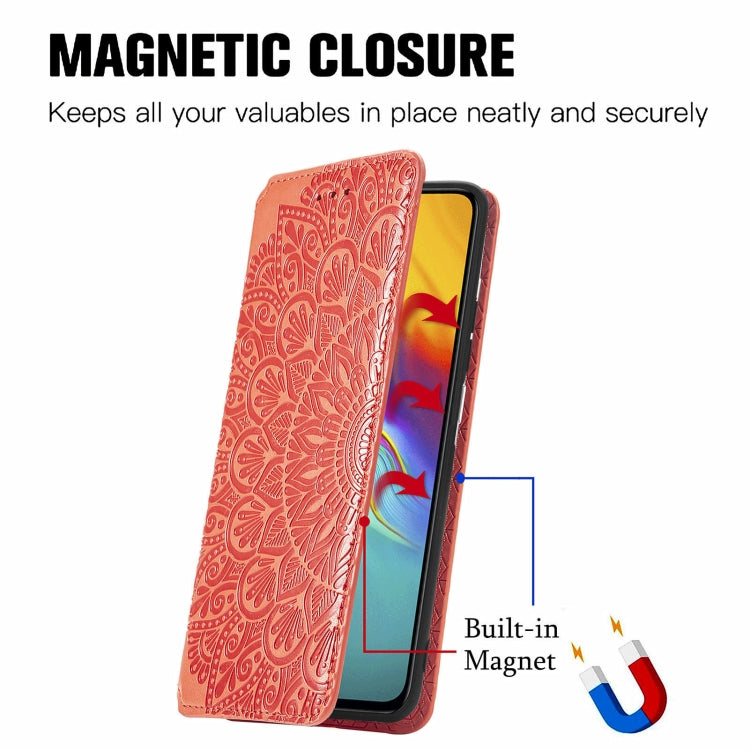 For Infinix Hot 9 Blooming Mandala Embossed Pattern Magnetic Horizontal Flip Leather Case with Holder & Card Slots & Wallet