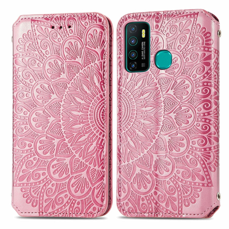 For Infinix Hot 9 Blooming Mandala Embossed Pattern Magnetic Horizontal Flip Leather Case with Holder & Card Slots & Wallet