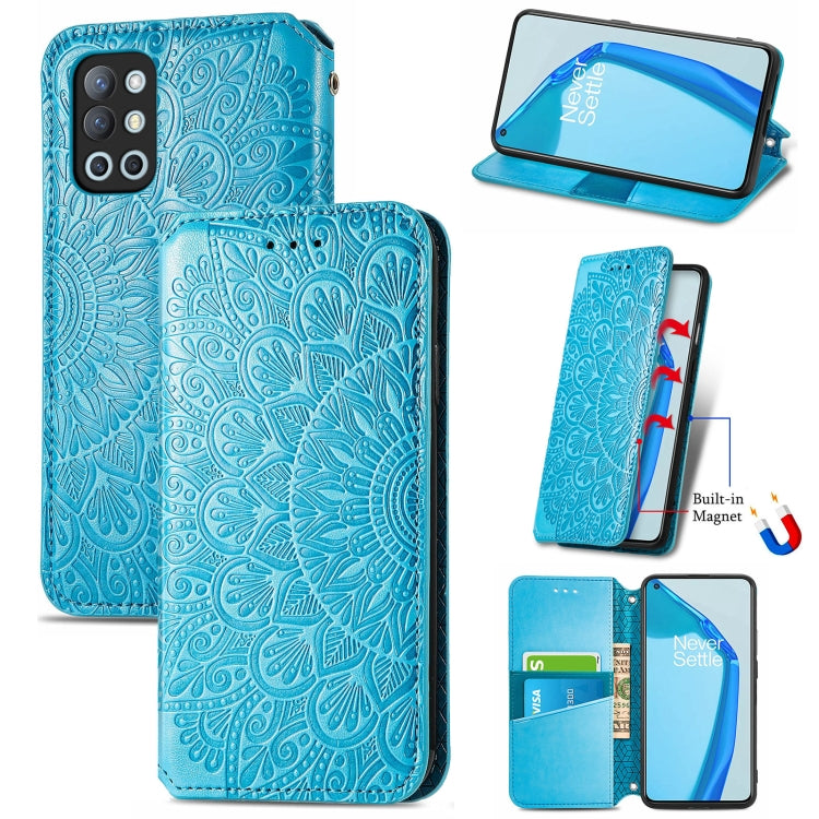 For OnePlus 9R Blooming Mandala Embossed Pattern Magnetic Horizontal Flip Leather Case with Holder & Card Slots & Wallet