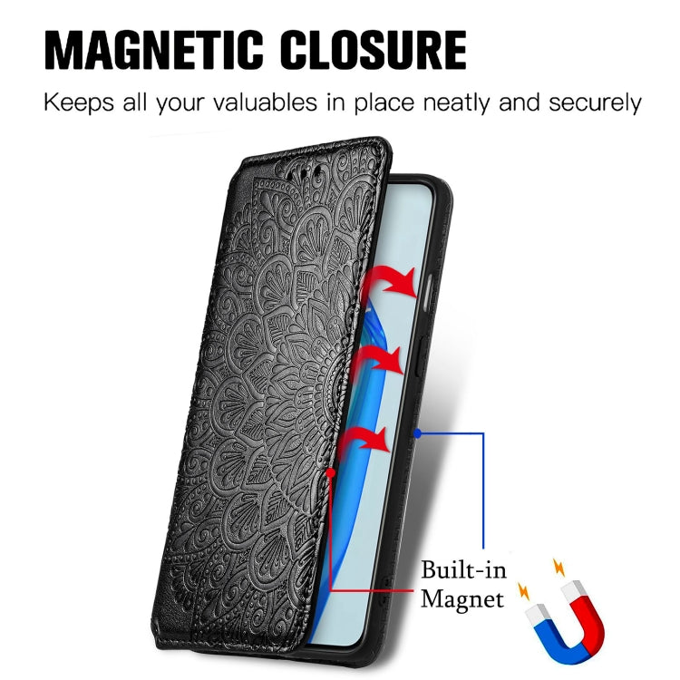 For OnePlus 9R Blooming Mandala Embossed Pattern Magnetic Horizontal Flip Leather Case with Holder & Card Slots & Wallet