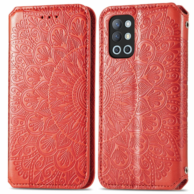 For OnePlus 9R Blooming Mandala Embossed Pattern Magnetic Horizontal Flip Leather Case with Holder & Card Slots & Wallet