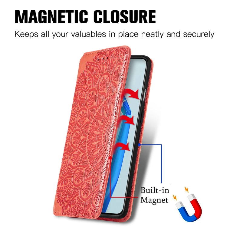 For OnePlus 9R Blooming Mandala Embossed Pattern Magnetic Horizontal Flip Leather Case with Holder & Card Slots & Wallet