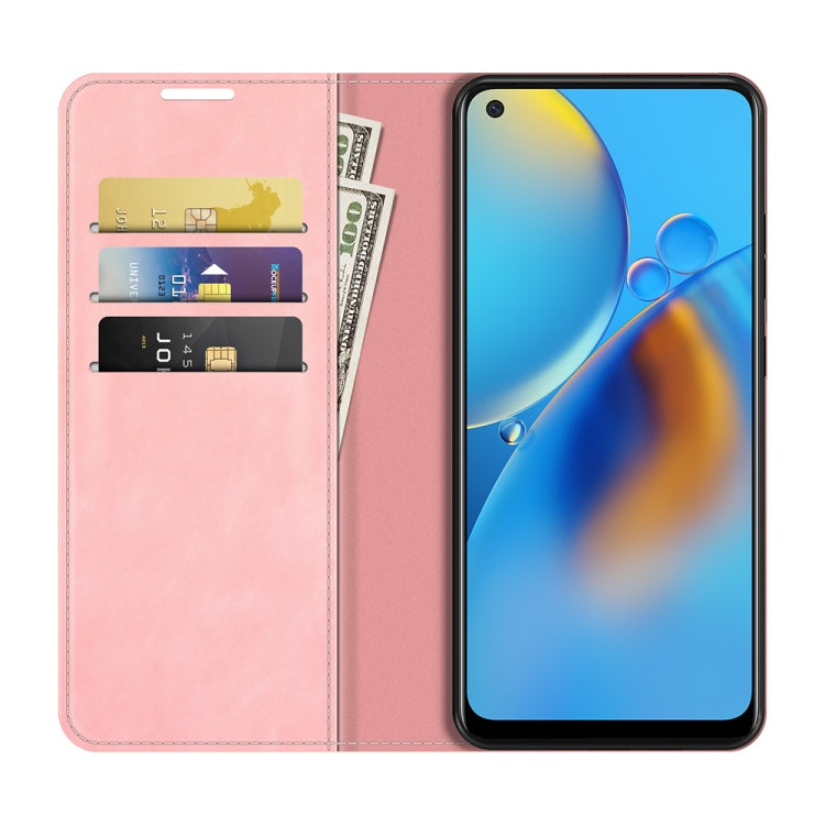 For OPPO F19 / A74 4G Retro-skin Business Magnetic Suction Leather Case with Holder & Card Slots & Wallet