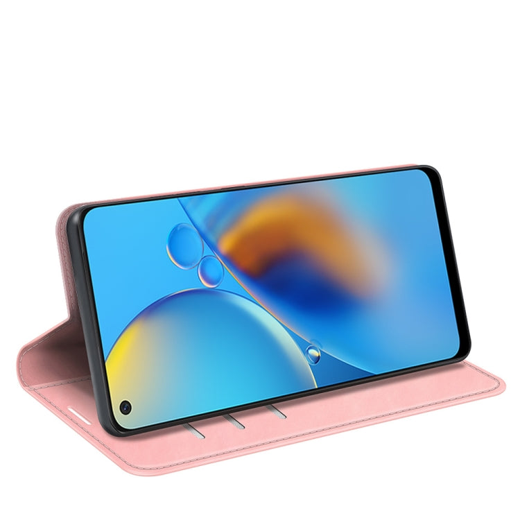 For OPPO F19 / A74 4G Retro-skin Business Magnetic Suction Leather Case with Holder & Card Slots & Wallet