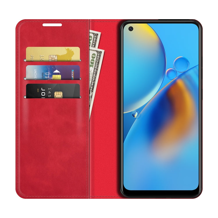 For OPPO F19 / A74 4G Retro-skin Business Magnetic Suction Leather Case with Holder & Card Slots & Wallet