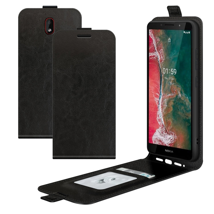 For Nokia C1 Plus R64 Texture Single Vertical Flip Leather Protective Case with Card Slots & Photo Frame