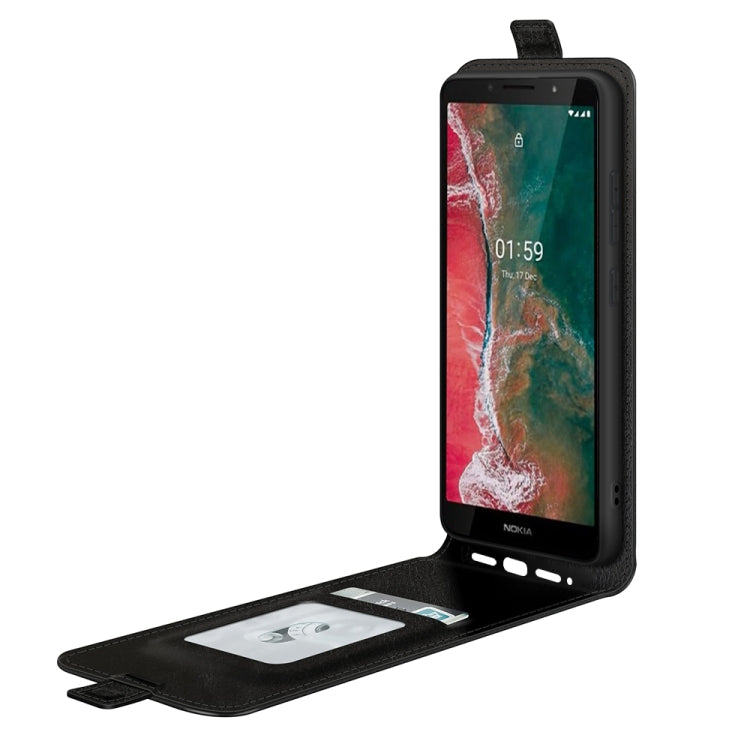For Nokia C1 Plus R64 Texture Single Vertical Flip Leather Protective Case with Card Slots & Photo Frame