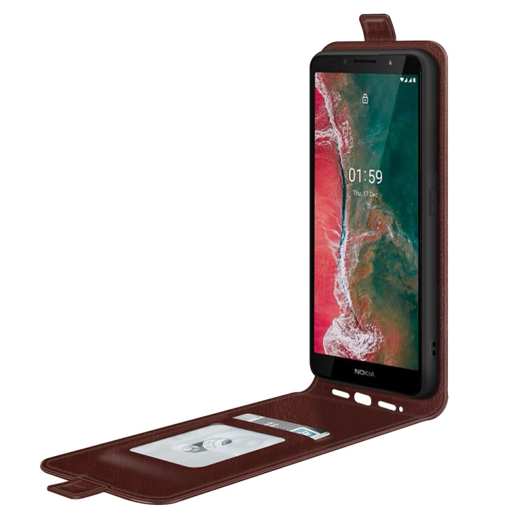 For Nokia C1 Plus R64 Texture Single Vertical Flip Leather Protective Case with Card Slots & Photo Frame