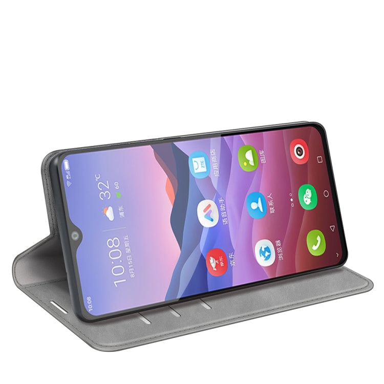 For ZTE Blade V2020 Smart Retro-skin Business Magnetic Suction Leather Case with Holder & Card Slots & Wallet