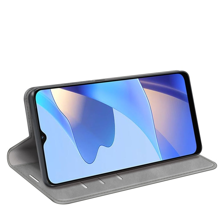 For OPPO A16 Retro-skin Business Magnetic Suction Leather Case with Holder & Card Slots & Wallet