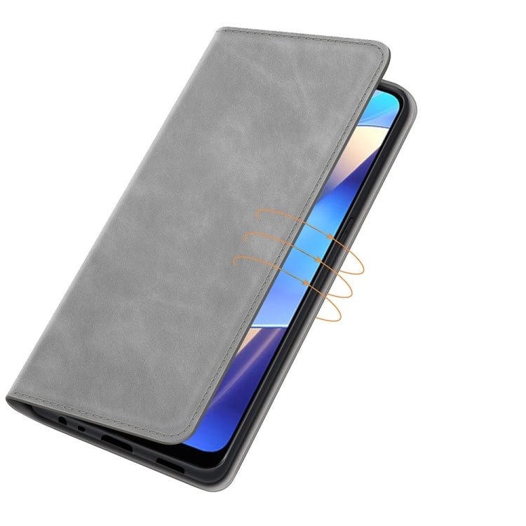 For OPPO A16 Retro-skin Business Magnetic Suction Leather Case with Holder & Card Slots & Wallet