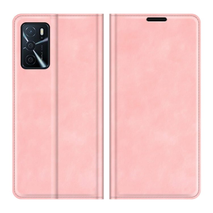 For OPPO A16 Retro-skin Business Magnetic Suction Leather Case with Holder & Card Slots & Wallet
