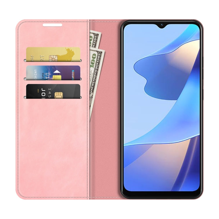 For OPPO A16 Retro-skin Business Magnetic Suction Leather Case with Holder & Card Slots & Wallet