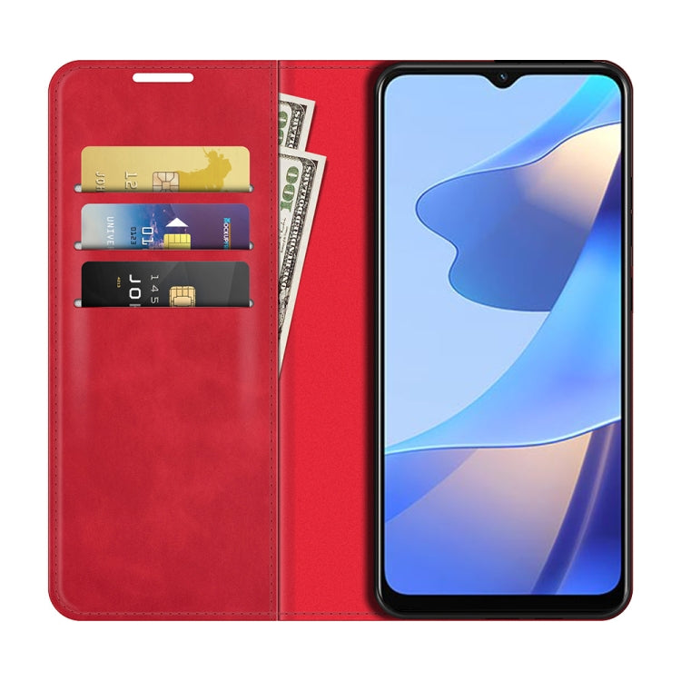 For OPPO A16 Retro-skin Business Magnetic Suction Leather Case with Holder & Card Slots & Wallet