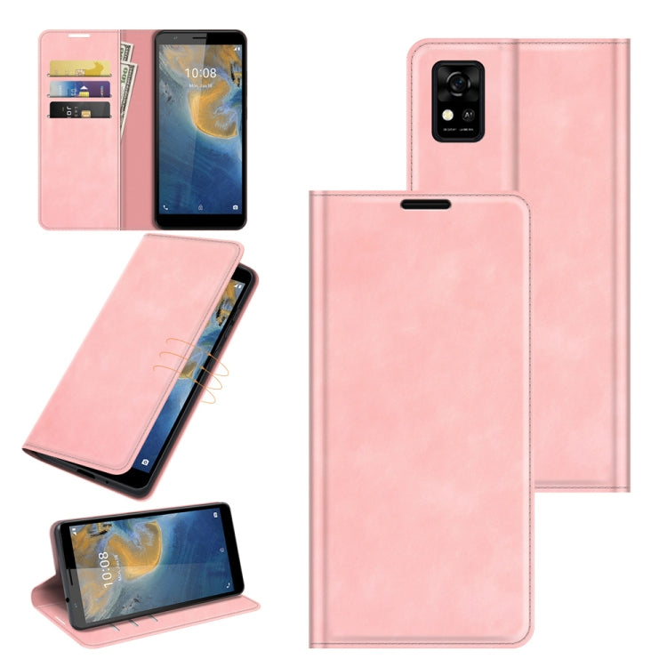 For ZTE Blade A31 Retro-skin Business Magnetic Suction Leather Case with Holder & Card Slots & Wallet
