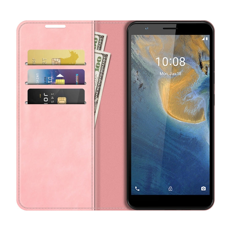 For ZTE Blade A31 Retro-skin Business Magnetic Suction Leather Case with Holder & Card Slots & Wallet