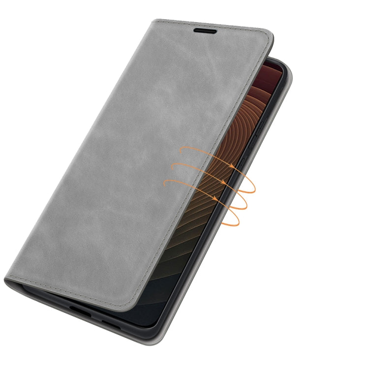 For ZTE Axon 20 5G Retro-skin Business Magnetic Suction Leather Case with Holder & Card Slots & Wallet