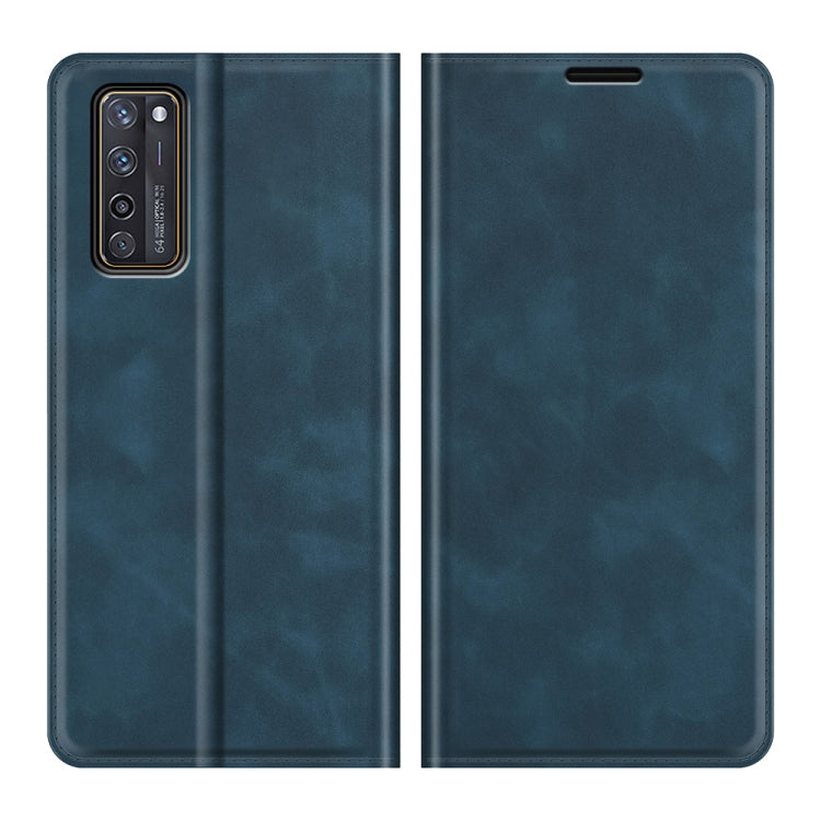 For ZTE Axon 20 5G Retro-skin Business Magnetic Suction Leather Case with Holder & Card Slots & Wallet