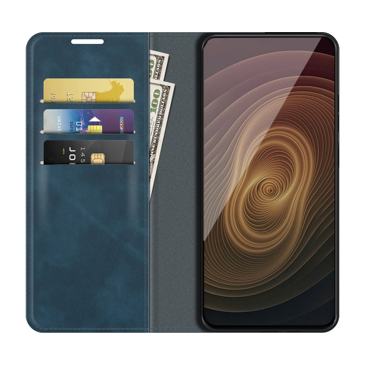For ZTE Axon 20 5G Retro-skin Business Magnetic Suction Leather Case with Holder & Card Slots & Wallet