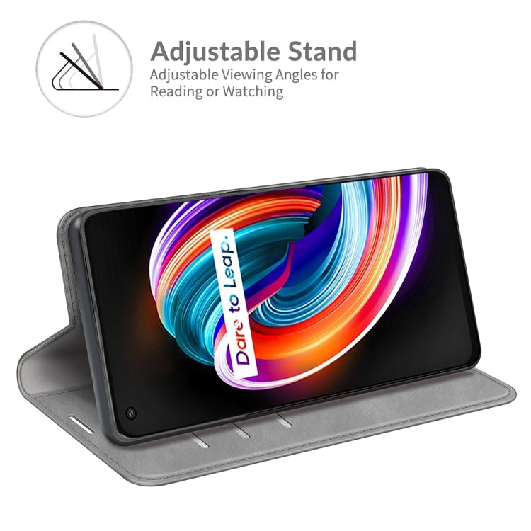 For OPPO Realme Q3 Pro Carnival Retro-skin Business Magnetic Suction Leather Case with Holder & Card Slots & Wallet