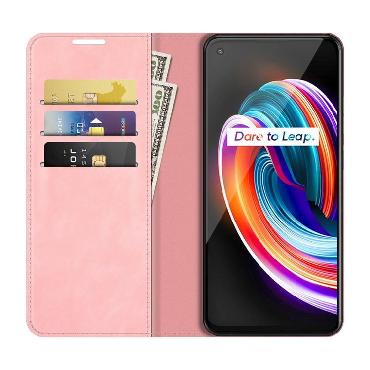 For OPPO Realme Q3 Pro Carnival Retro-skin Business Magnetic Suction Leather Case with Holder & Card Slots & Wallet