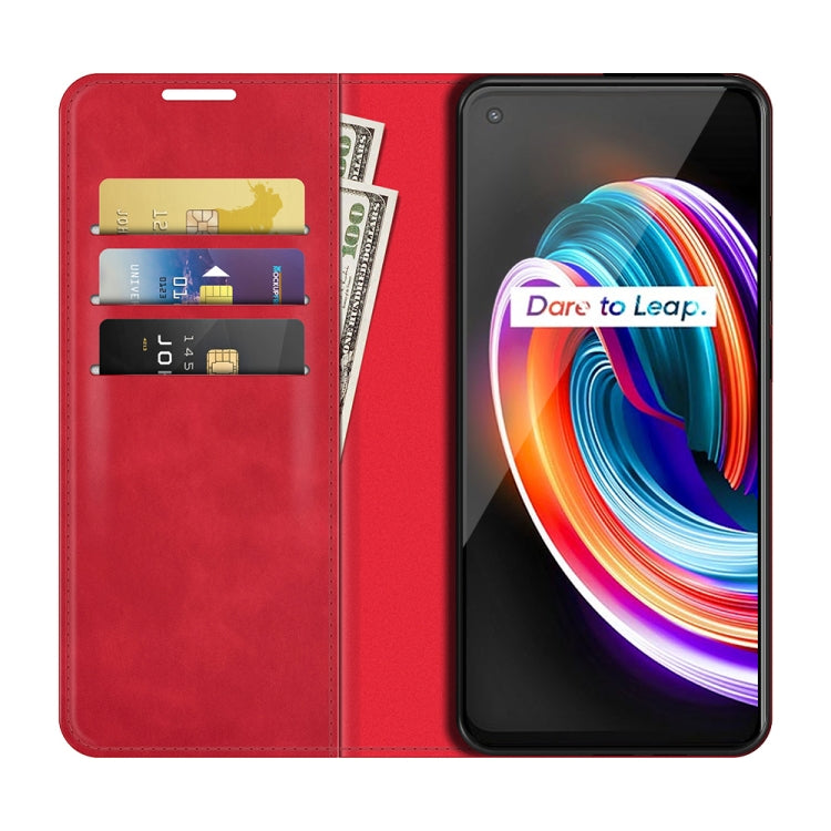 For OPPO Realme Q3 Pro Carnival Retro-skin Business Magnetic Suction Leather Case with Holder & Card Slots & Wallet