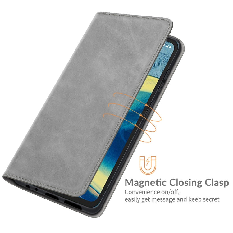 For Nokia XR20 Retro-skin Business Magnetic Suction Leather Case with Holder & Card Slots & Wallet