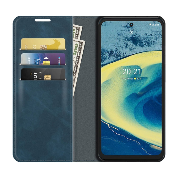 For Nokia XR20 Retro-skin Business Magnetic Suction Leather Case with Holder & Card Slots & Wallet
