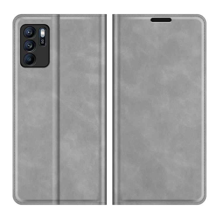 For OPPO Reno6 ZRetro-skin Business Magnetic Suction Leather Case with Holder & Card Slots & Wallet