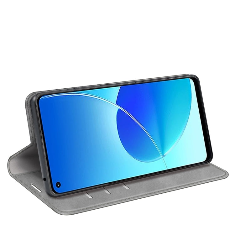 For OPPO Reno6 ZRetro-skin Business Magnetic Suction Leather Case with Holder & Card Slots & Wallet