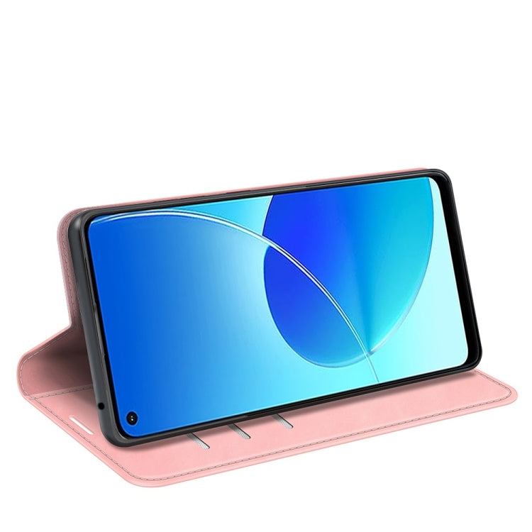 For OPPO Reno6 ZRetro-skin Business Magnetic Suction Leather Case with Holder & Card Slots & Wallet