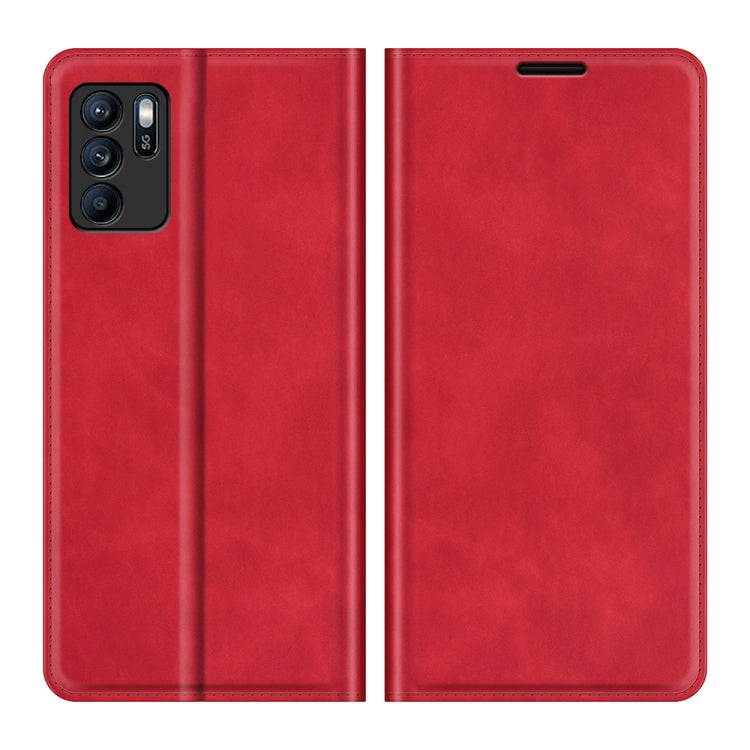 For OPPO Reno6 ZRetro-skin Business Magnetic Suction Leather Case with Holder & Card Slots & Wallet