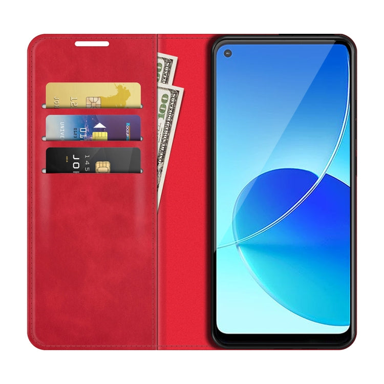 For OPPO Reno6 ZRetro-skin Business Magnetic Suction Leather Case with Holder & Card Slots & Wallet